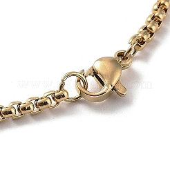 Ожерелье с подвеской в виде плоского круглого шестиугольника из хрустальных страз с цепочкой из нержавеющей стали 201&nbsp;NJEW-K253-11G