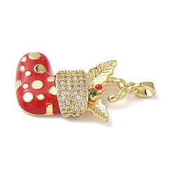 Рождественские латунные подвески с микропаве из фианита&nbsp;LS-KK-K305-07F-02