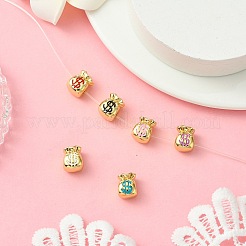 6 шт. 6-х цветные бусины из настоящей латуни с 18-каратным золотым покрытием&nbsp;KK-CJ0002-68