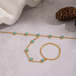 Браслеты из нержавеющей стали 304 с синтетическими бирюзовыми звеньями&nbsp;VX6527