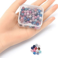 130шт окрашенные нити из натуральных многоцветных агатовых бусин&nbsp;G-YW0001-31