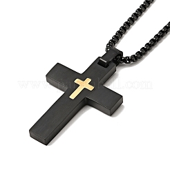 Подвеска-крест из нержавеющей стали 304 с цепочками-коробками для мужчин и женщин&nbsp;NJEW-E038-04EB-01