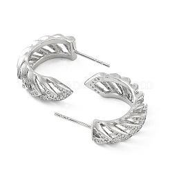 Серьги-гвоздики из латуни с микро-паве и буквой C&nbsp;KK-Z038-13P