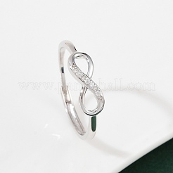 Бесконечность стерлингового серебра кубический цирконий регулируемые кольца для женщин&nbsp;RJEW-B128-05