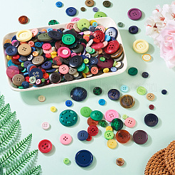 Плоские круглые пуговицы из смолы&nbsp;BUTT-TAC0017-01A