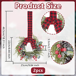 Рождественский венок из пластика и ткани&nbsp;AJEW-WH0481-03