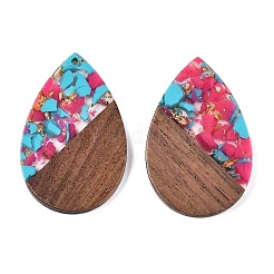 Большие подвески из прозрачной смолы и орехового дерева&nbsp;RESI-T058-05J