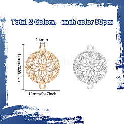 100 шт. 2-цветные долговечные латунные подвески-соединители с покрытием&nbsp;KK-BC0012-99