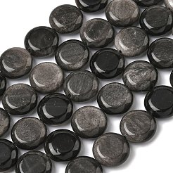 Натуральный серебристый блеск нитей обсидиана&nbsp;G-L648-B23-15mm-02