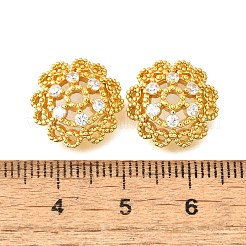 Колпачки для бусин из прозрачного кубического циркония с микропаве из латуни&nbsp;KK-V008-33G