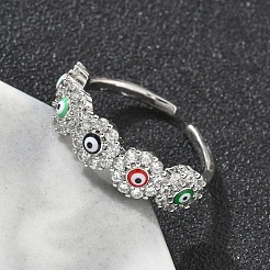 Манжеты из латуни с микро паве кубический цирконий для женщин&nbsp;RJEW-D322-08P