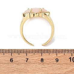 Звездный натуральный розовый кварц кубический цирконий манжеты кольца&nbsp;RJEW-M076-02G-05