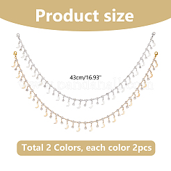 4 шт. 2-цветные латунные цепочки с микропаве из прозрачного кубического циркония для ремешков на сапоги&nbsp;HJEW-HS00058