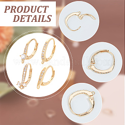 8 шт. 4 комплекта фурнитуры для сережек-рустик из латуни с кубическим цирконием&nbsp;KK-NB0003-31