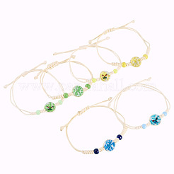 6шт 6 стиля стеклянных бусин плетеные браслеты из бусин&nbsp;BJEW-TA0001-21