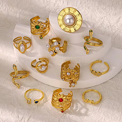 Кольца-манжеты из нержавеющей стали в стиле ретро-королевской эпохи с кубическим цирконием для женщин&nbsp;FS-WG343E9-09