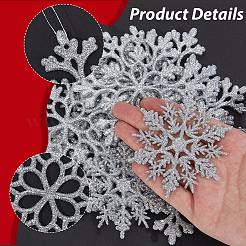 36 шт. блестящие рождественские снежинки пластиковые подвесные украшения&nbsp;HJEW-GF0001-64A