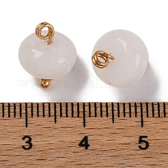 Подвески в виде блюдца из натурального белого нефрита с латунными дужками золотистого тона&nbsp;KK-B103-17B-08