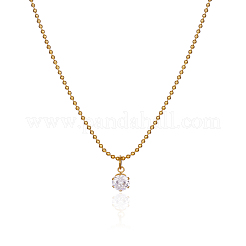 Простые круглые подвески из нержавеющей стали с прозрачными кубическими цирконами для ежедневного ношения женщинами&nbsp;TJ1093-2