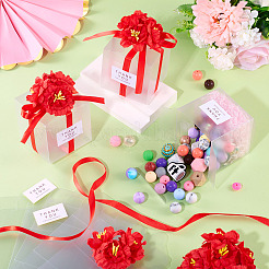 Прозрачные подарочные коробки для упаковки конфет из ПВХ с лентой и искусственным цветком&nbsp;CON-TAC0001-20C