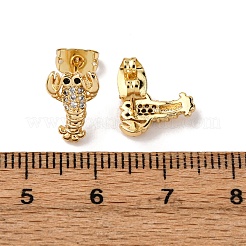 Латунные серьги из микро-паве прозрачного кубического циркония&nbsp;LS-EJEW-D328-03G-04