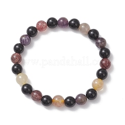 Эластичные браслеты из натуральных бусин черного оникса и ауралита для женщин&nbsp;BJEW-JB13168
