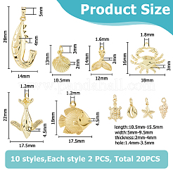 20 шт. 10 стили подвески из латуни с морскими животными&nbsp;KK-HS0001-26