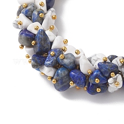 Браслеты из бусин натурального лазурита и синтетического белого говлита для женщин&nbsp;BJEW-JB13150-02
