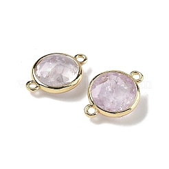 Латунные паве натуральные аметисты граненые плоские круглые подвески-соединители&nbsp;G-U028-04G-09