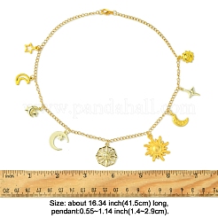 Звезда луна солнце 304 нержавеющая сталь кабель цепи ожерелья&nbsp;NJEW-FS00008