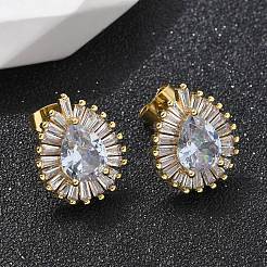 Серьги-гвоздики из циркония&nbsp;EJEW-C139-03G