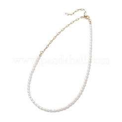 Ожерелья из натурального культивированного пресноводного жемчуга и рисовых бусин&nbsp;NJEW-JN05688