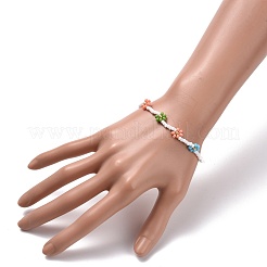 Браслеты из бисера ручной работы с цветком ромашки и крашеным стеклом&nbsp;BJEW-JB07668-02