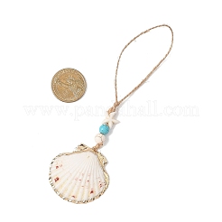 Подвесные украшения из ракушек с гальваническим покрытием&nbsp;HJEW-JM04566
