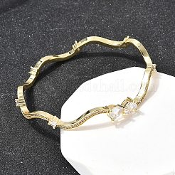 Браслеты-манжеты из латуни с микропаве из прозрачных кубических цирконий для женщин&nbsp;BJEW-H639-02G