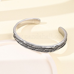 Ретро-браслеты-манжеты из хирургической нержавеющей стали 316&nbsp;BJEW-C142-11B-AS