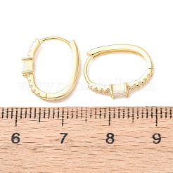 Серьги-кольца из стерлингового серебра с микропаве из прозрачных кубических цирконий овальной формы&nbsp;EJEW-K317-09G