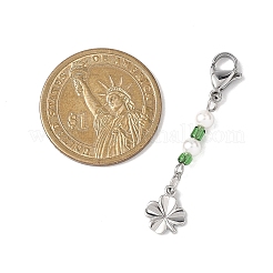 6 шт. подвесные украшения из латуни в виде клевера двух цветов&nbsp;HJEW-JM04554