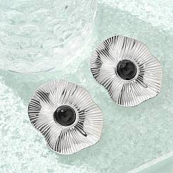 Натуральные серьги из оссидиана&nbsp;EJEW-A118-08P