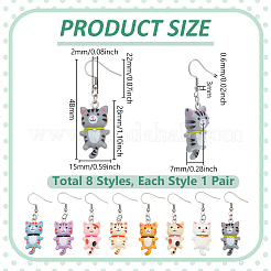 8 пара сережек-подвесок из нержавеющей стали 304&nbsp;EJEW-UN00014