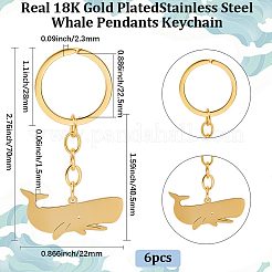 6шт брелок-подвеска из нержавеющей стали в виде кита&nbsp;KEYC-BBC0001-12B