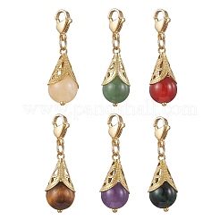 6 шт. 6 стиля подвески-капли из натурального зеленого авантюрина&nbsp;HJEW-JM03912