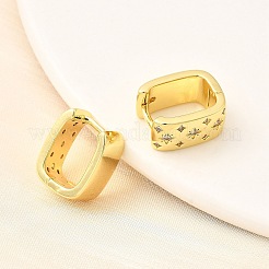 Прямоугольные серьги-подвески с микропаве из кубического циркония из латуни&nbsp;EJEW-L305-08G-02