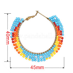 Серьги-кольца ручной работы из стеклянного бисера.&nbsp;HZ1102