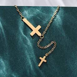 Ожерелья с крестом из нержавеющей стали 304 для женщин&nbsp;NJEW-Z065-05G