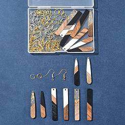 Наборы для самостоятельного изготовления сережек-капель/прямоугольников из смолы и орехового дерева&nbsp;RESI-FS0001-85