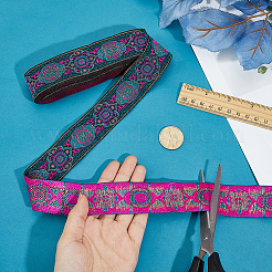 Вышивка полиэстеровой лентой в этническом стиле&nbsp;SRIB-WH0007-02D-WH