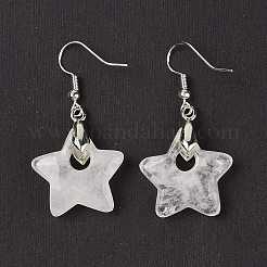 Серьги с подвесками из натурального кварцевого кристалла&nbsp;EJEW-F343-C06