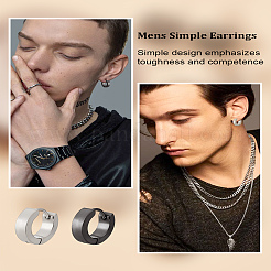 12 шт. 2-х цветные серьги-кольца из нержавеющей стали 304&nbsp;EJEW-LP0001-38