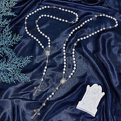 2 шт. четки из белого круглого стеклянного жемчуга&nbsp;NJEW-GO0001-13